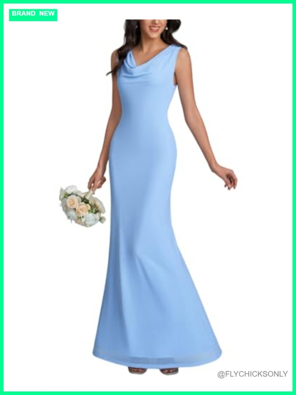 Stretch Mesh Mermaid Maxi Formal Prom Wedding Guest Dress